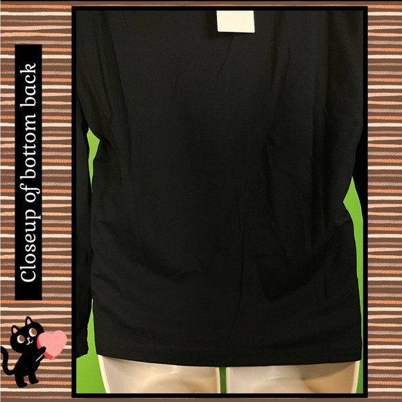 NWT M/8  BLACK KNIT MINIMALIST TOP W CONTRASTING ANIMAL PRINT LOVE GRAPHIC - Picture 9 of 13